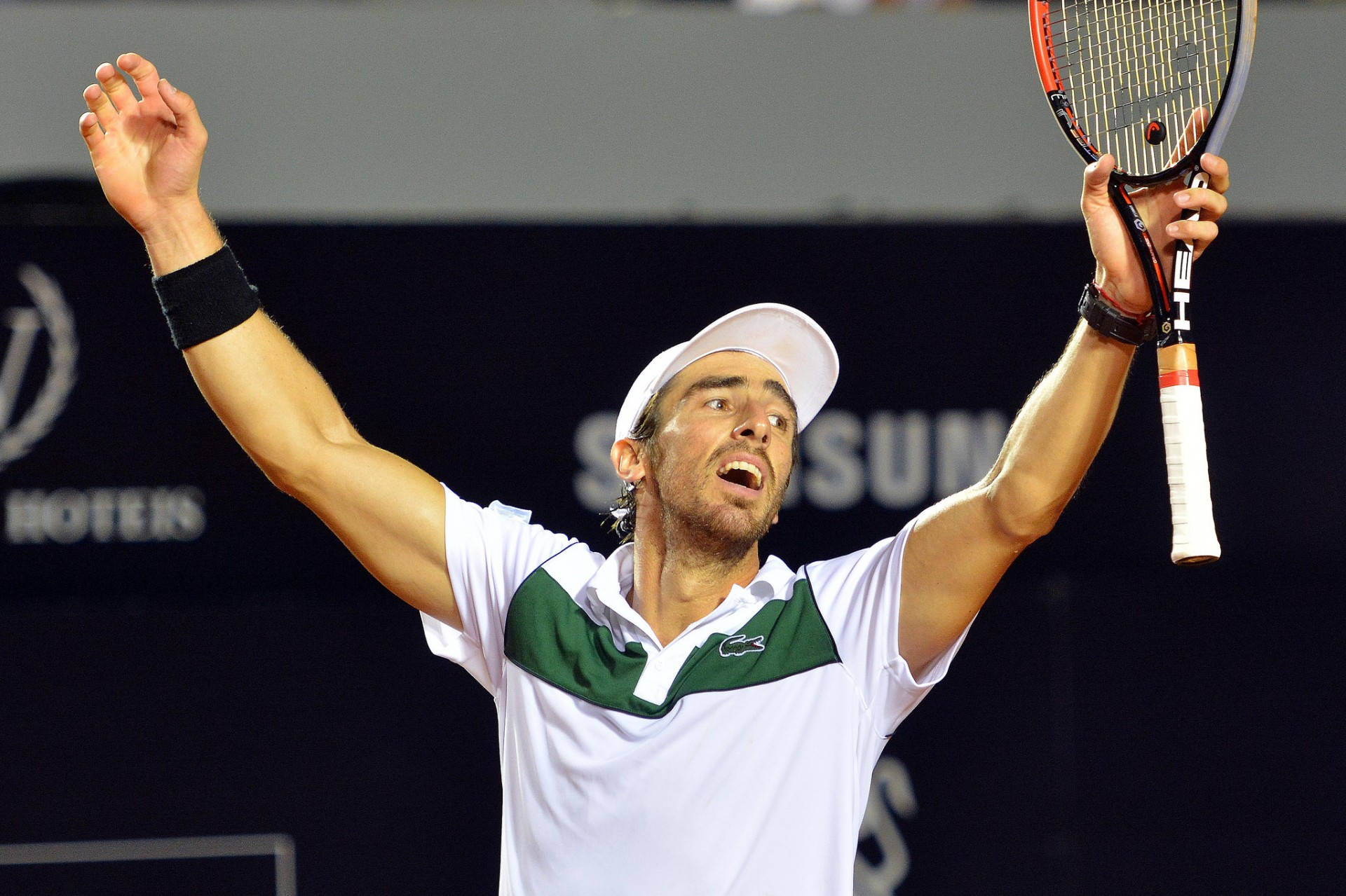 Pablo Cuevas, white and green gear, racket, Full HD Desktop Wallpaper
