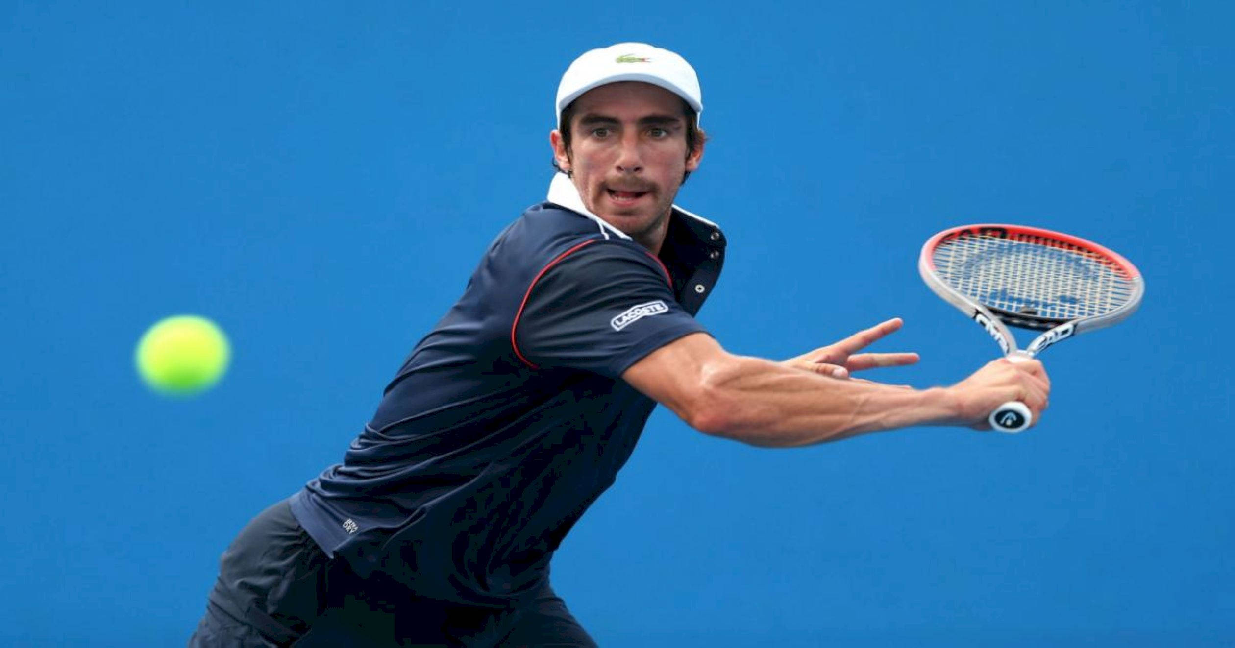 Pablo Cuevas, blue, bright yellow ball, Full HD Desktop Wallpaper