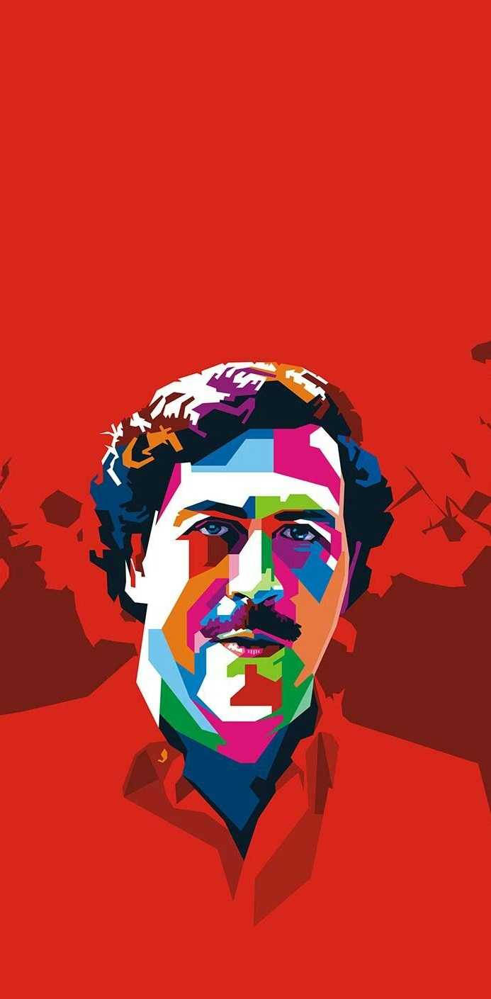 Red Pablo Escobar, Pop Art, mustache, HD Phone Wallpaper