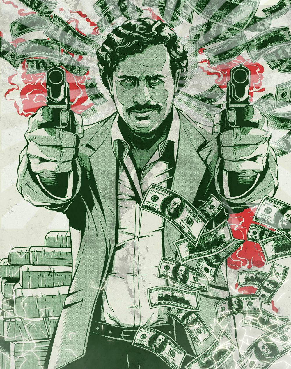 Pablo Escobar, guns, mustache, SD Phone Wallpaper