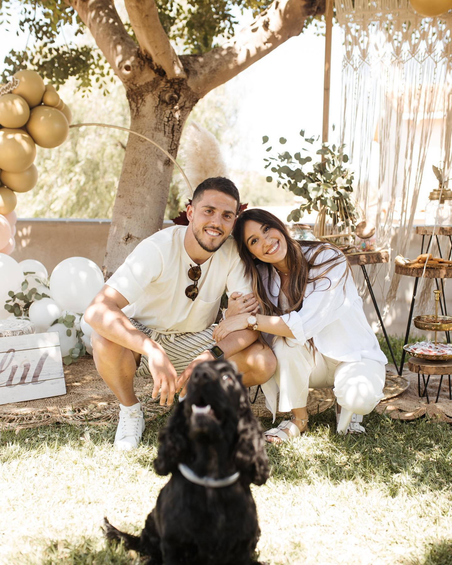 Pablo Fornals, black dog, white crouches, HD Phone Wallpaper