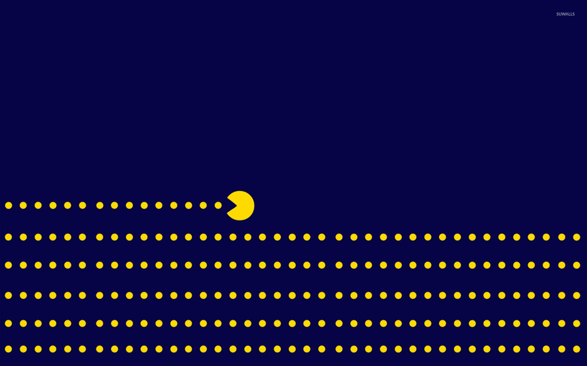 Pac Man, yellow, grid of dots, Full HD Desktop Wallpaper