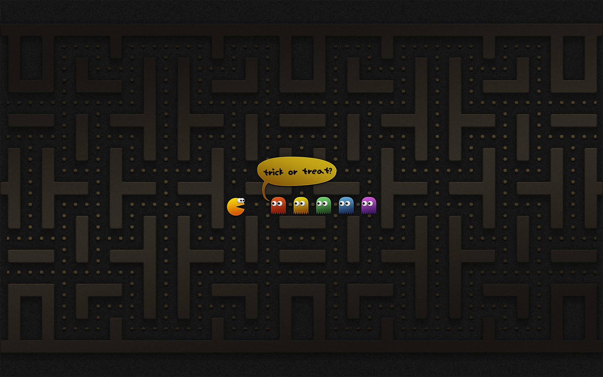 Pac-Man, Halloween-themed maze, trick or treat?, Full HD Desktop Wallpaper
