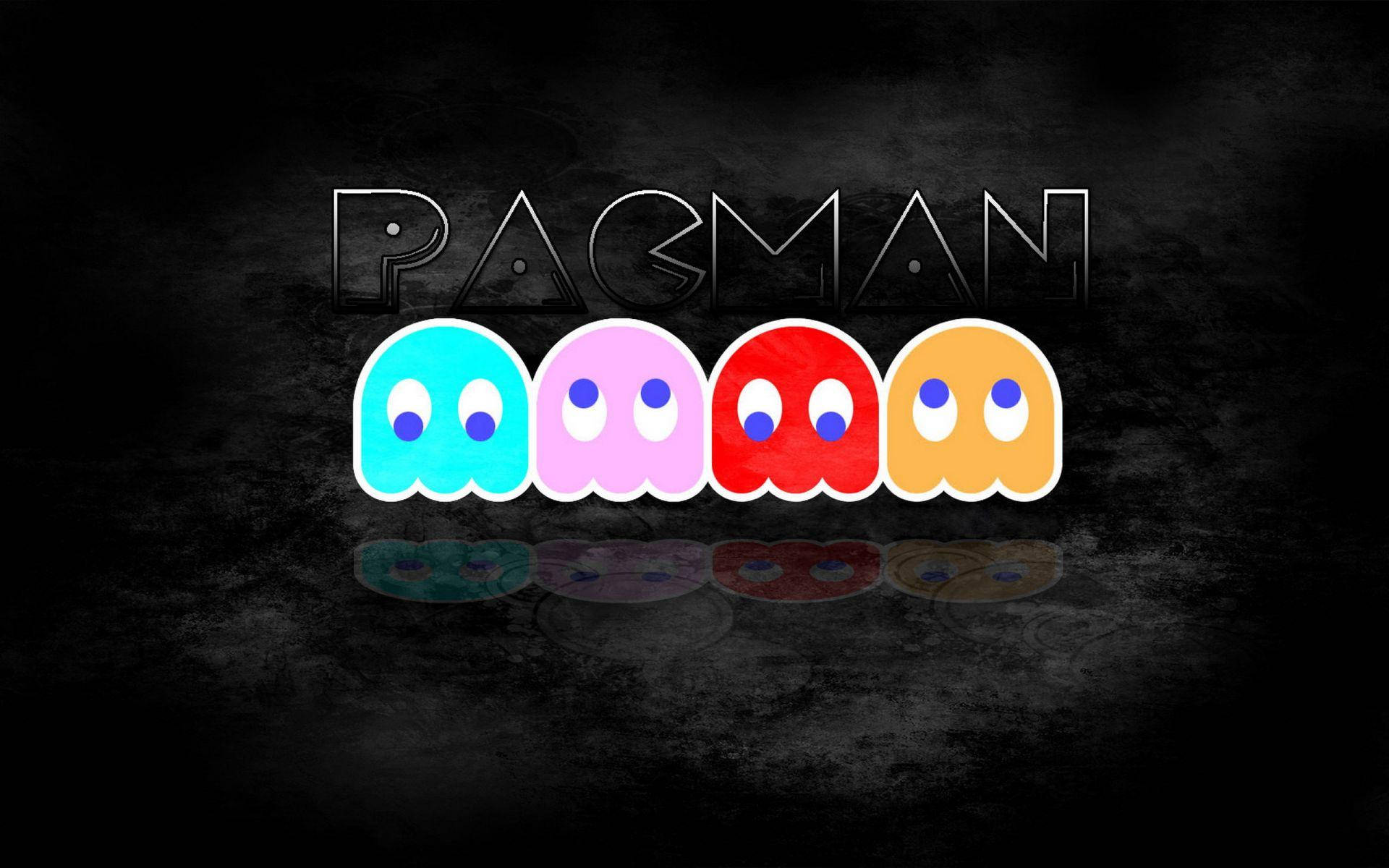 Pac Man, ghosts, cyan, Full HD Desktop Wallpaper