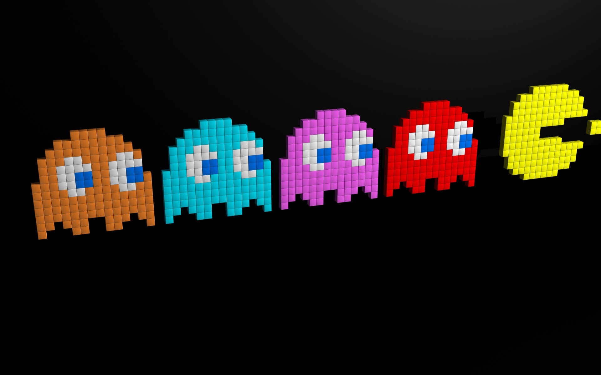 Pac Man, ghost, pixel art, Full HD Desktop Wallpaper