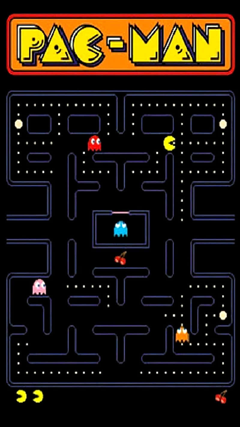 Pac-Man, yellow dot-eating character, colorful ghosts, HD Phone Wallpaper