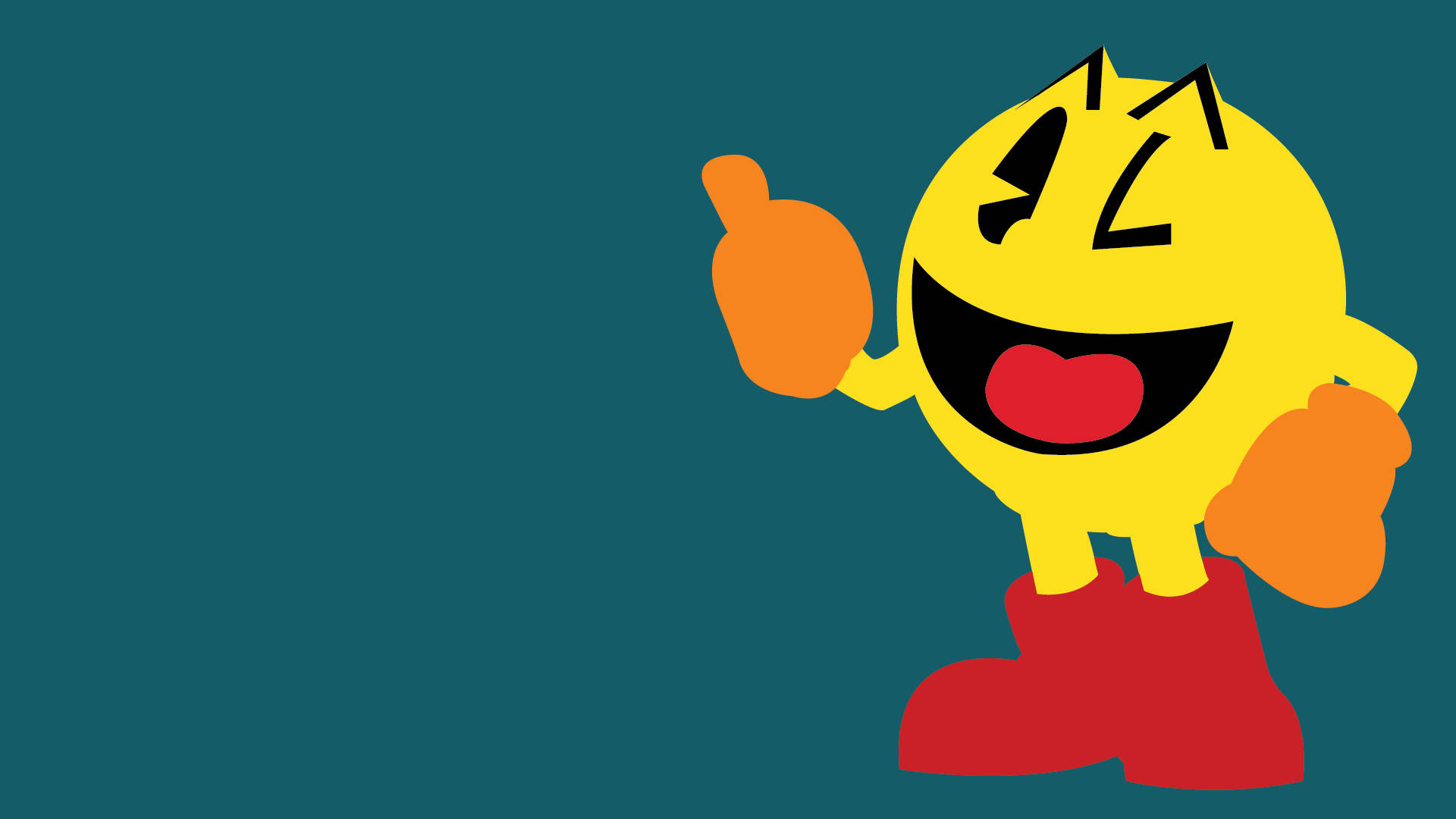 Pac Man, yellow, red boots, Full HD Desktop Wallpaper