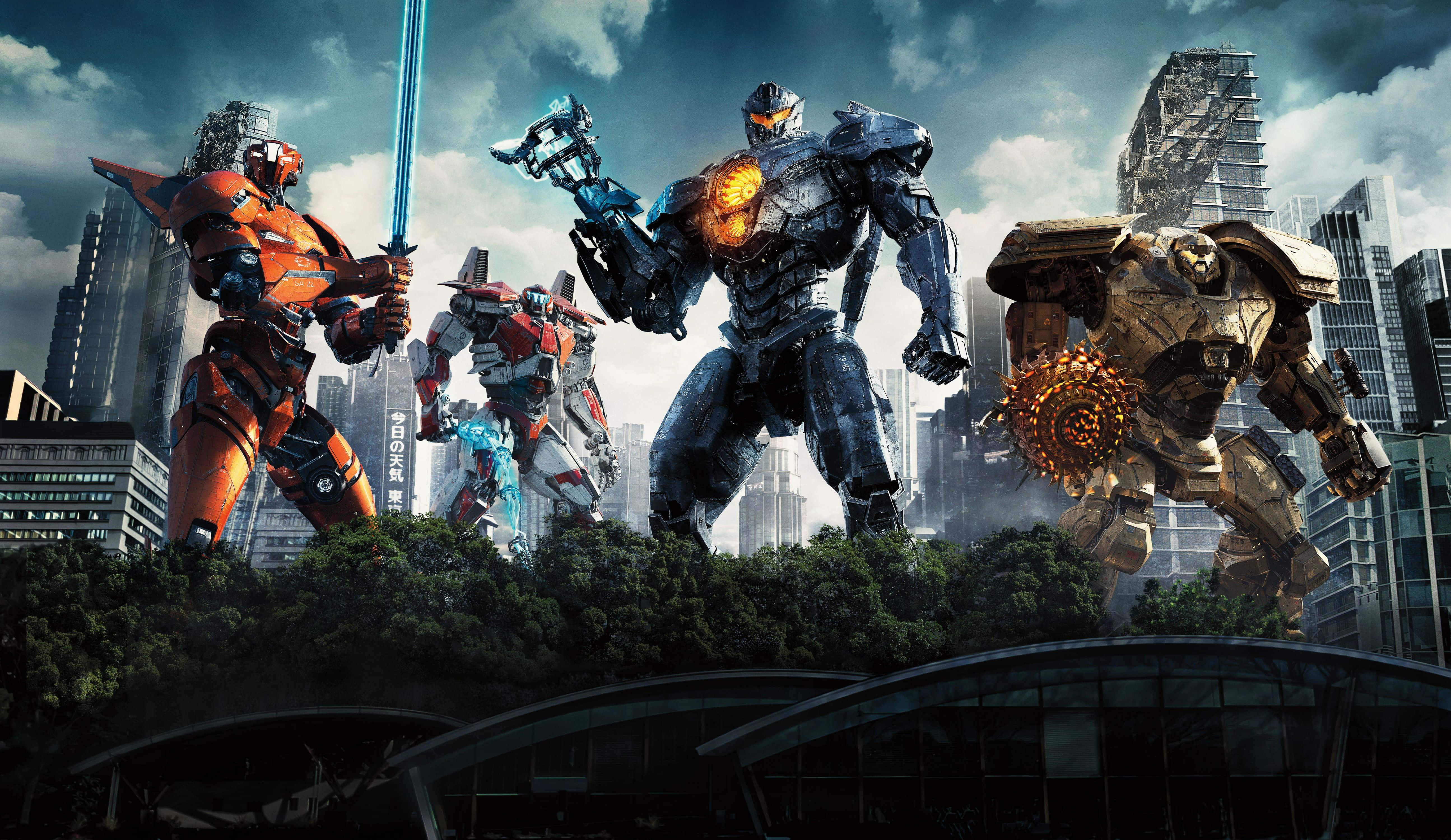 Pacific Rim Jaegers, cityscape, skyscrapers, 5K Desktop Wallpaper