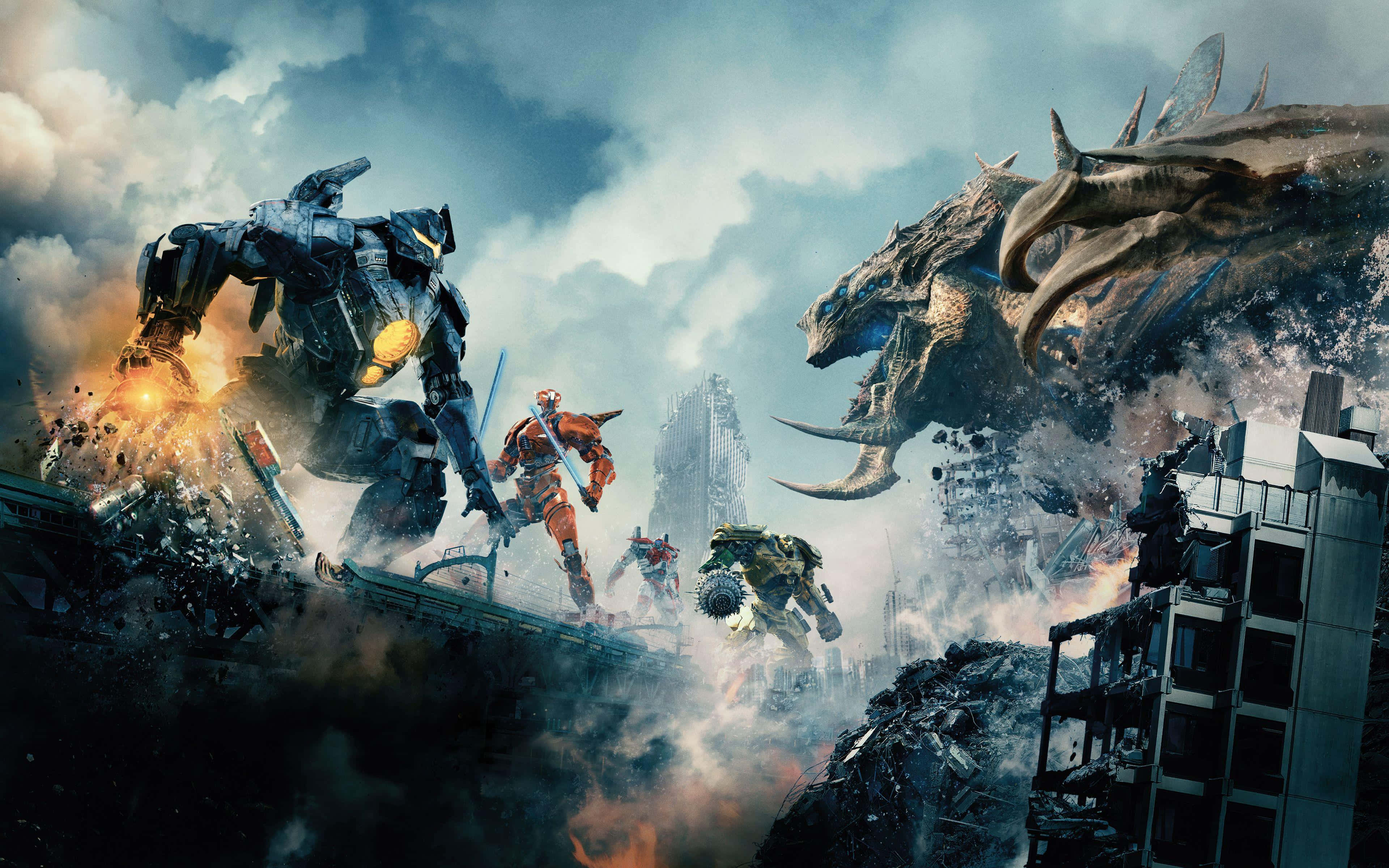 Pacific Rim, giant robots, colossal dragon, 4K Desktop Wallpaper