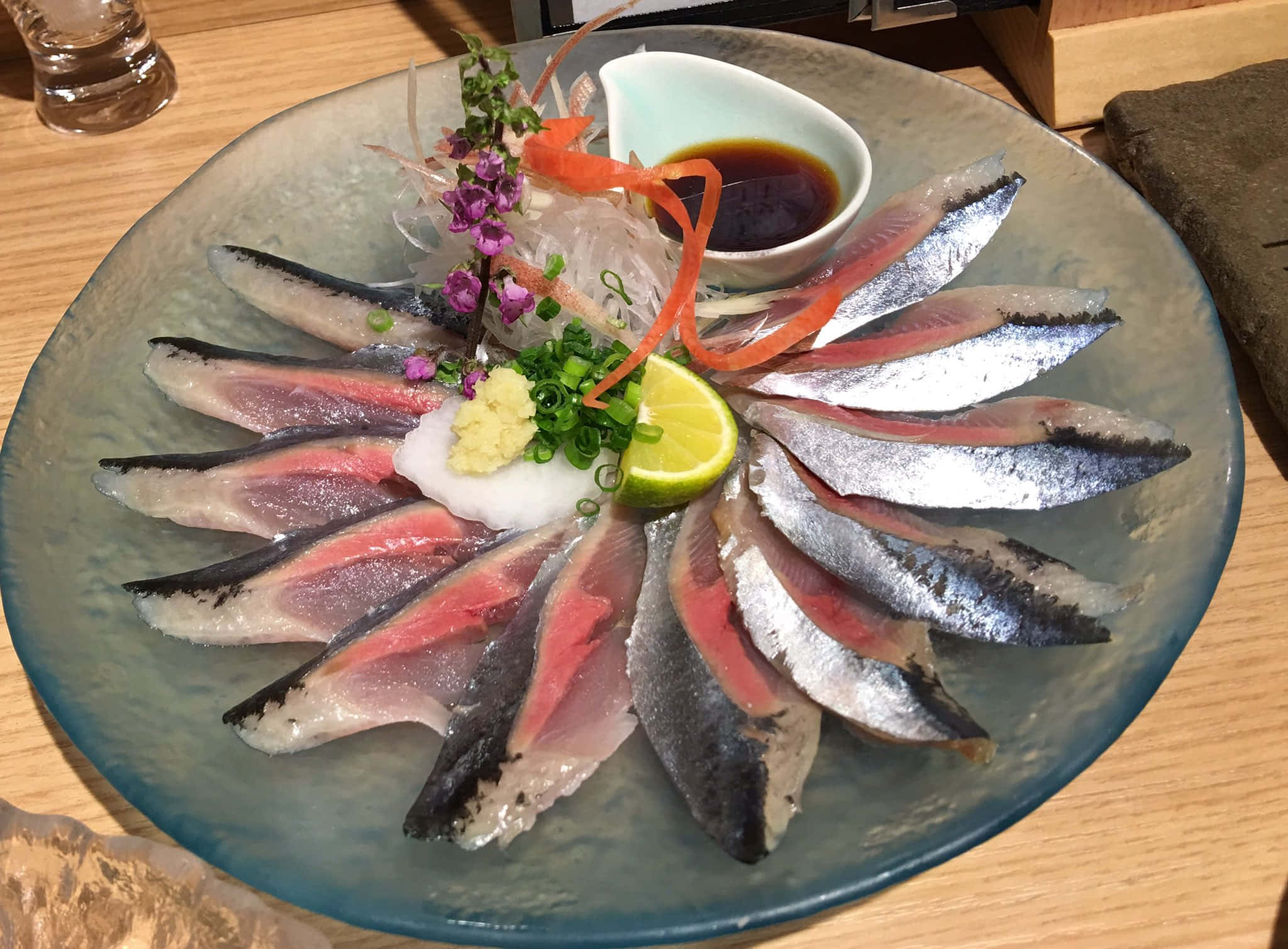 Pacific Saury, sashimi platter, flower pattern, Full HD Desktop Wallpaper