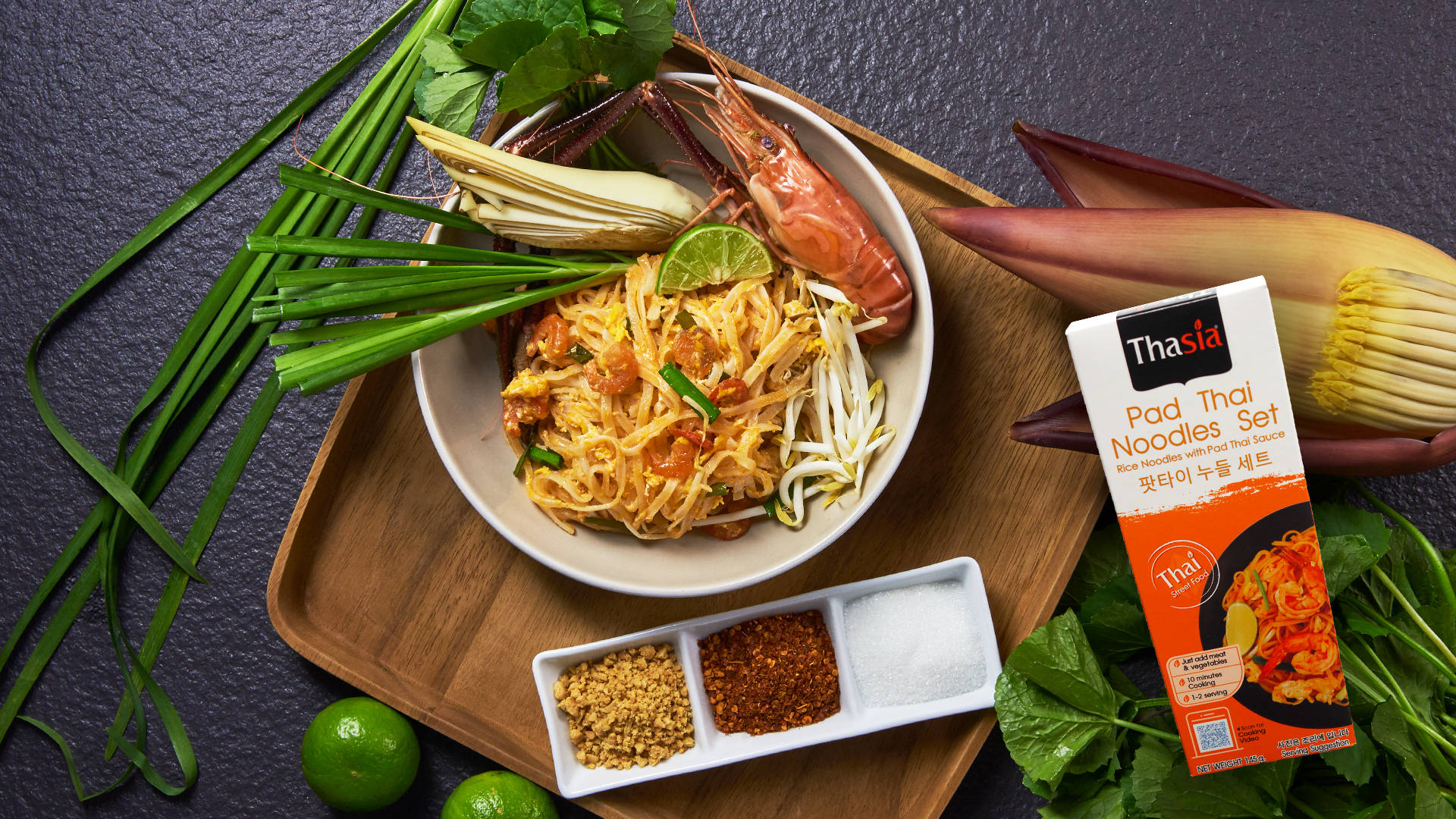 Pad Thai, shrimp, lime, Full HD Desktop Wallpaper