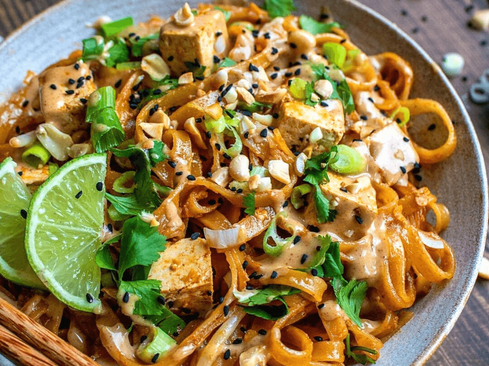 Pad Thai, Thai peanut noodles, tofu, HD Desktop Wallpaper