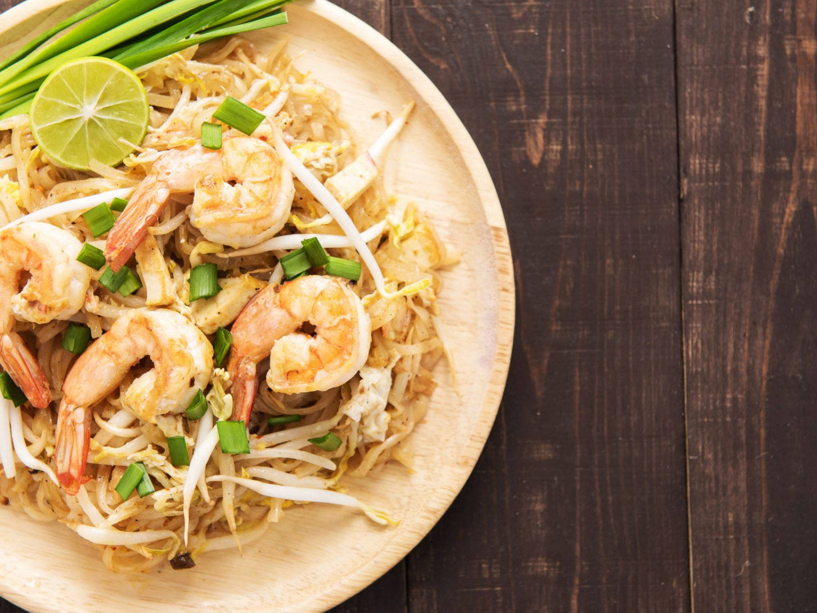 Pad Thai, shrimp, lime, HD Desktop Wallpaper