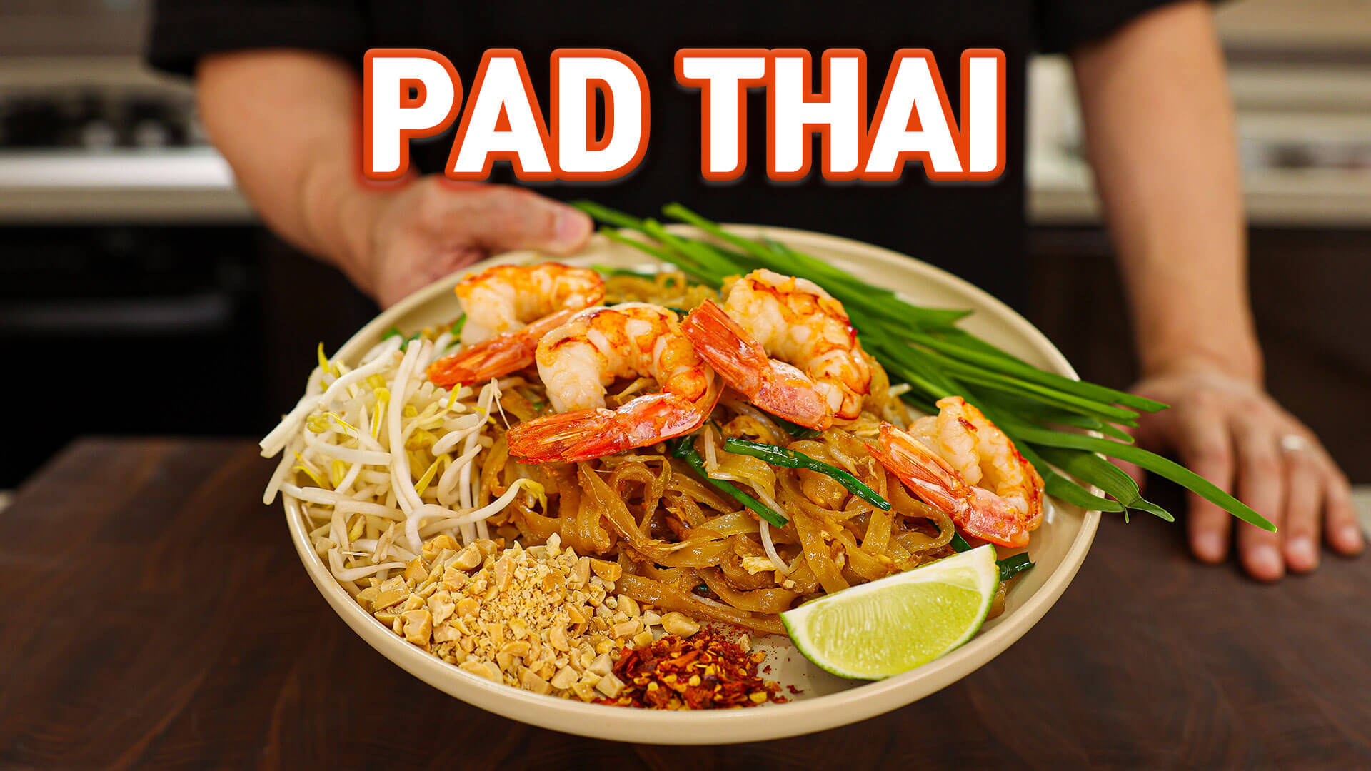 Pad Thai, shrimp, bean sprouts, Full HD Desktop Wallpaper