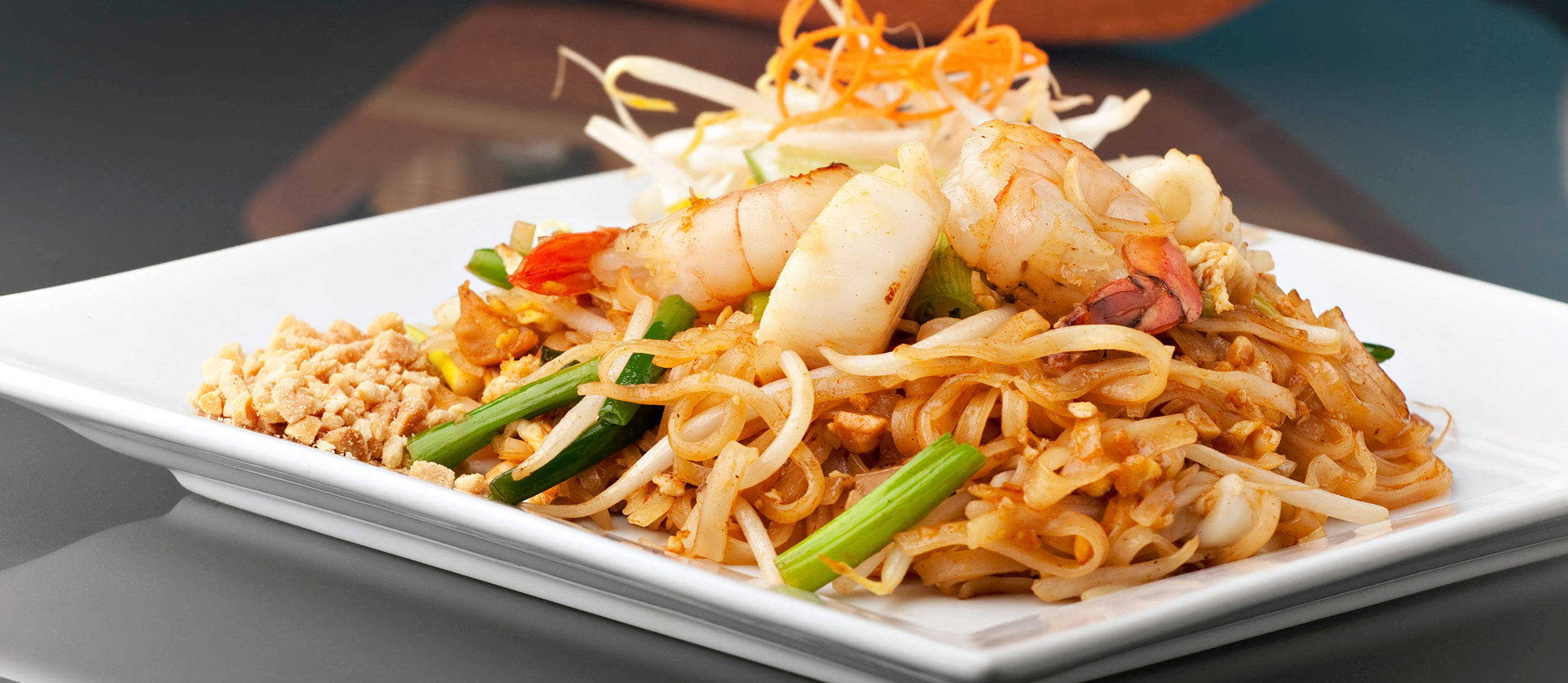 Pad Thai, square platter, shrimp, Full HD Desktop Wallpaper