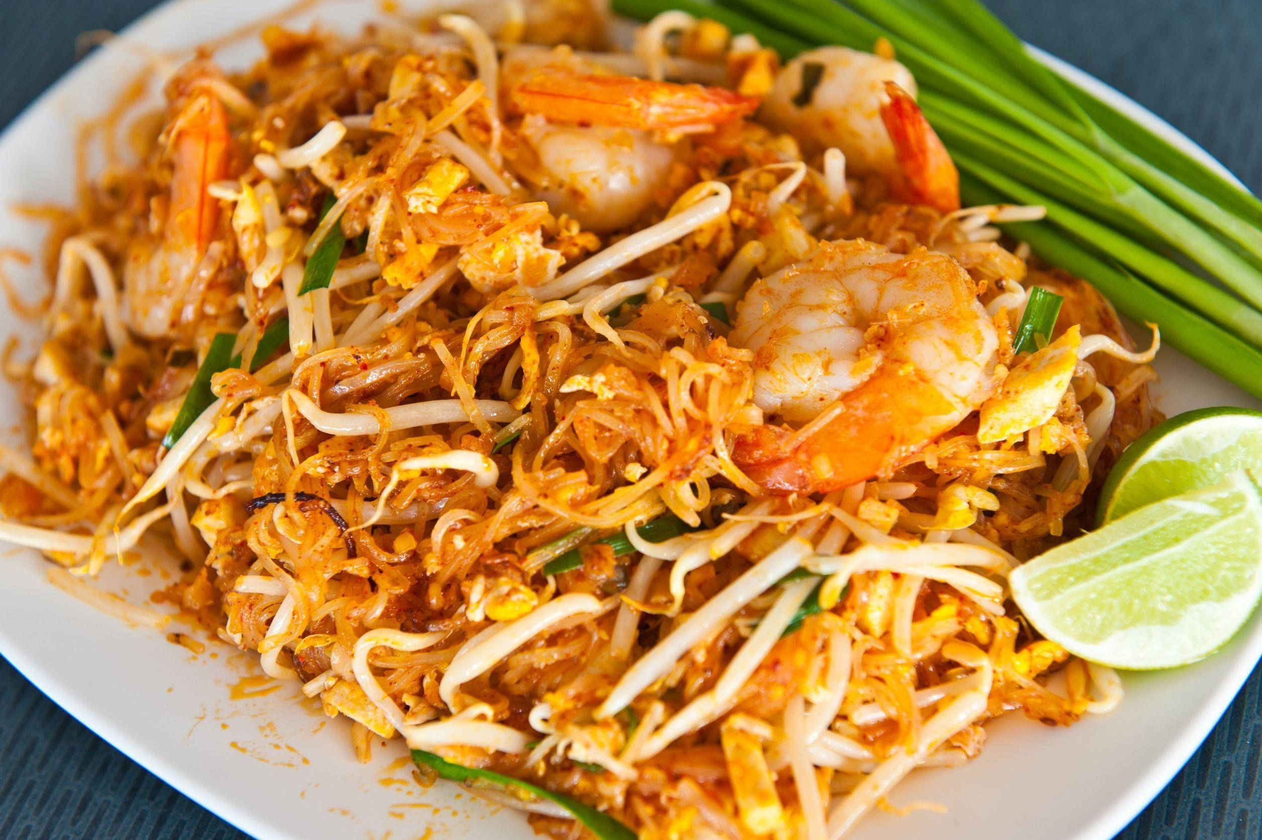 Pad Thai, shrimp, bean sprouts, Full HD Desktop Wallpaper