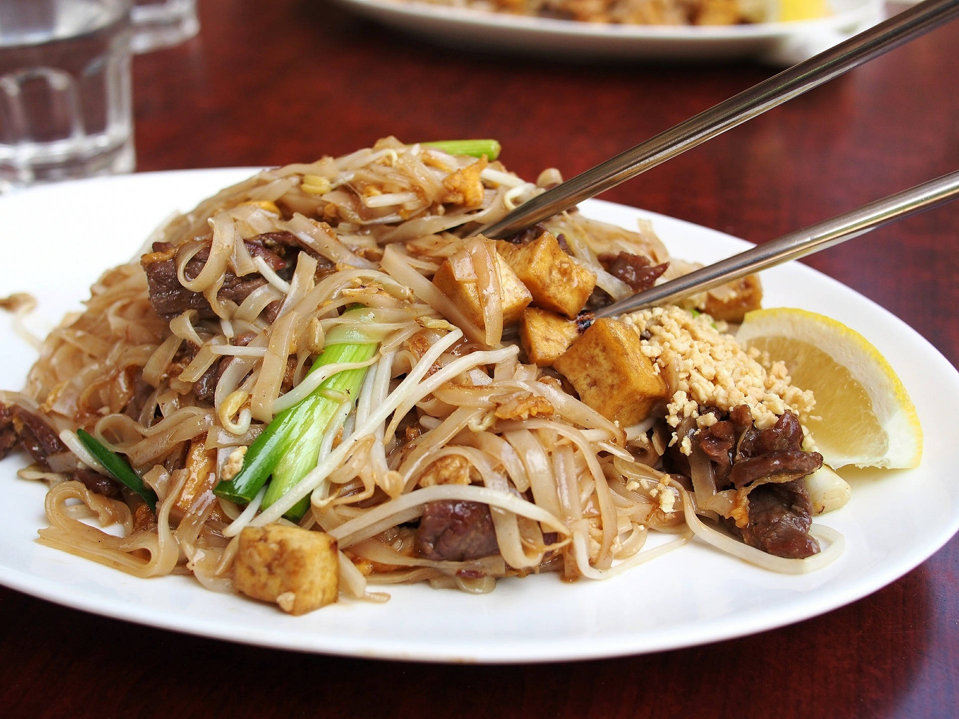 Pad Thai, tofu, beef, Full HD Desktop Wallpaper
