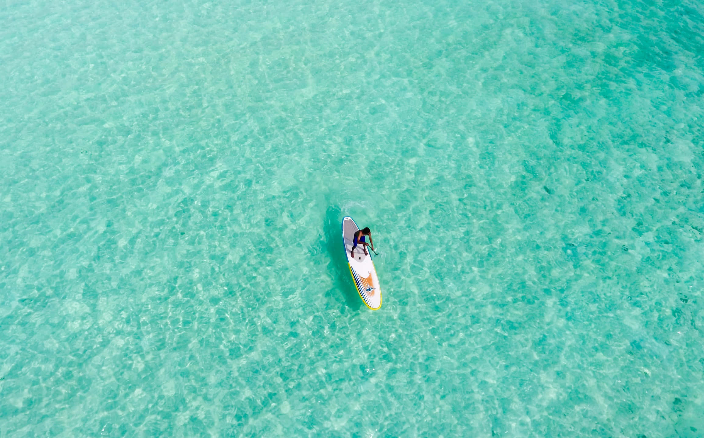 paddleboarding, Sunset, crystal clear turquoise waters, Full HD Desktop Wallpaper