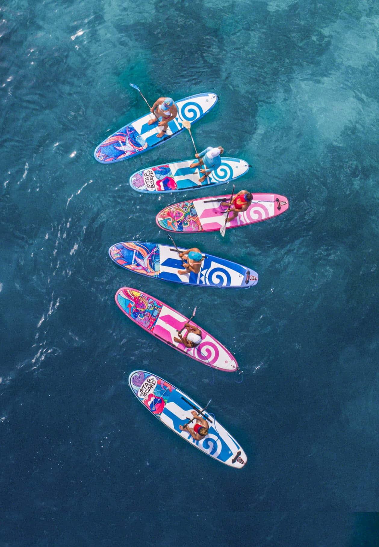 Sunset, paddleboarding, colorful paddleboards, HD Phone Wallpaper