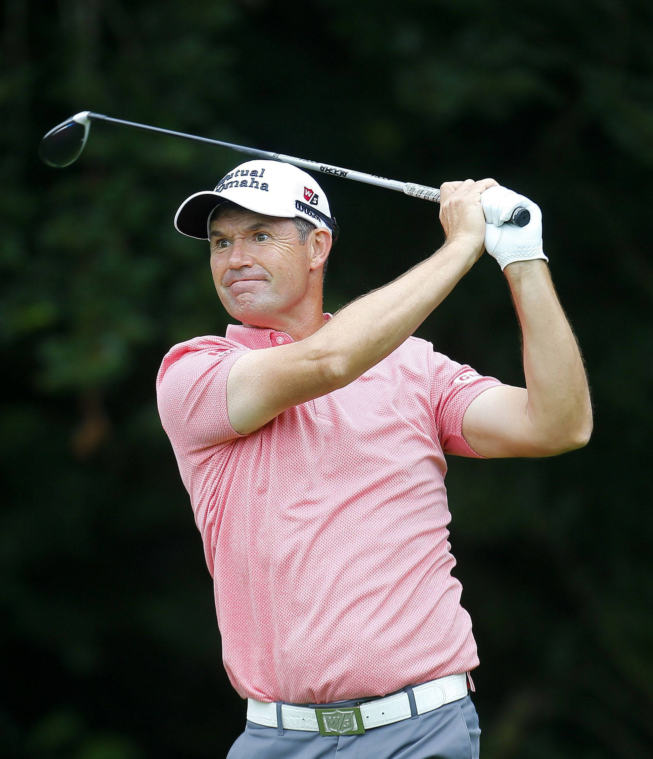Padraig Harrington, pink shirt, white cap, Full HD Phone Wallpaper