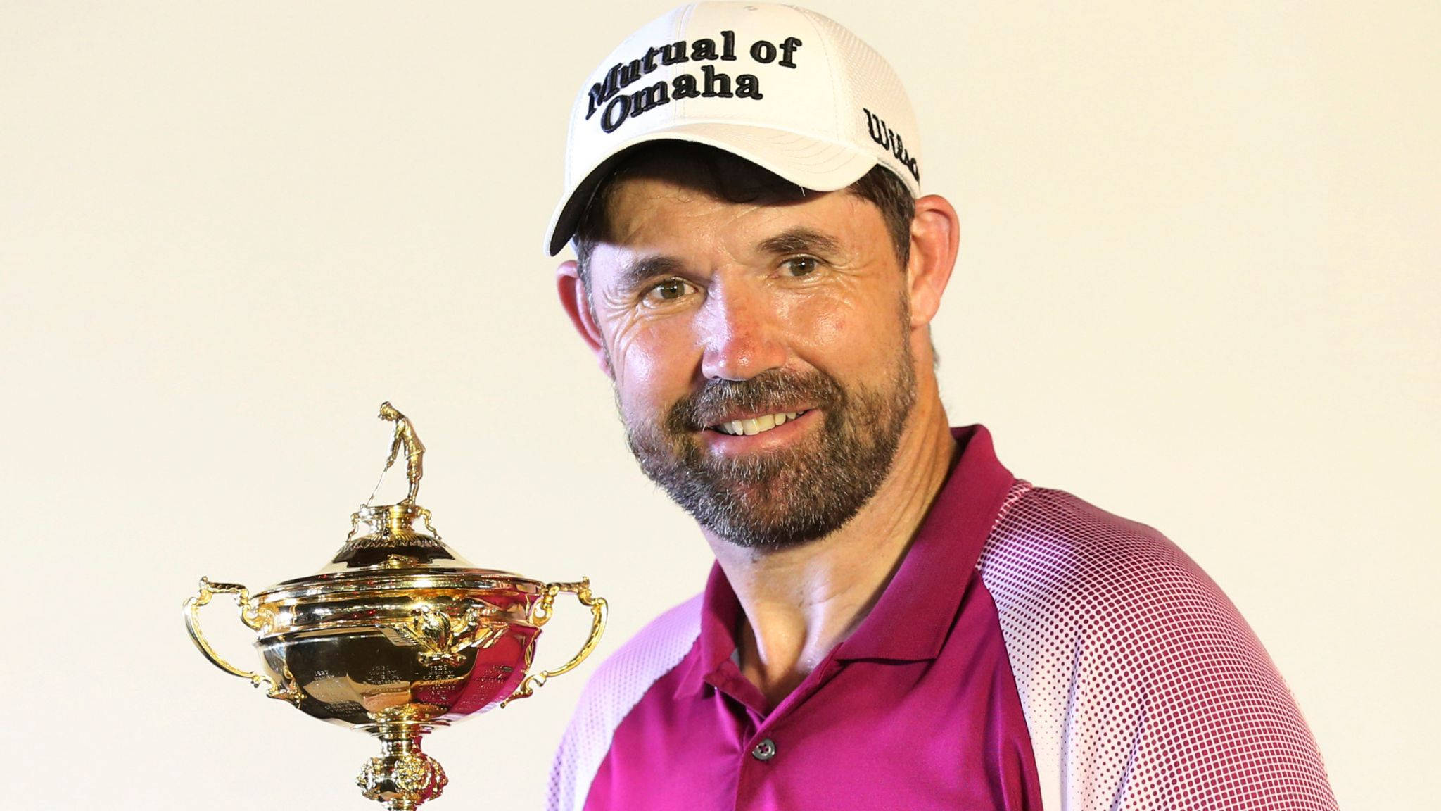Padraig Harrington, pink polo, white cap, Full HD Desktop Wallpaper