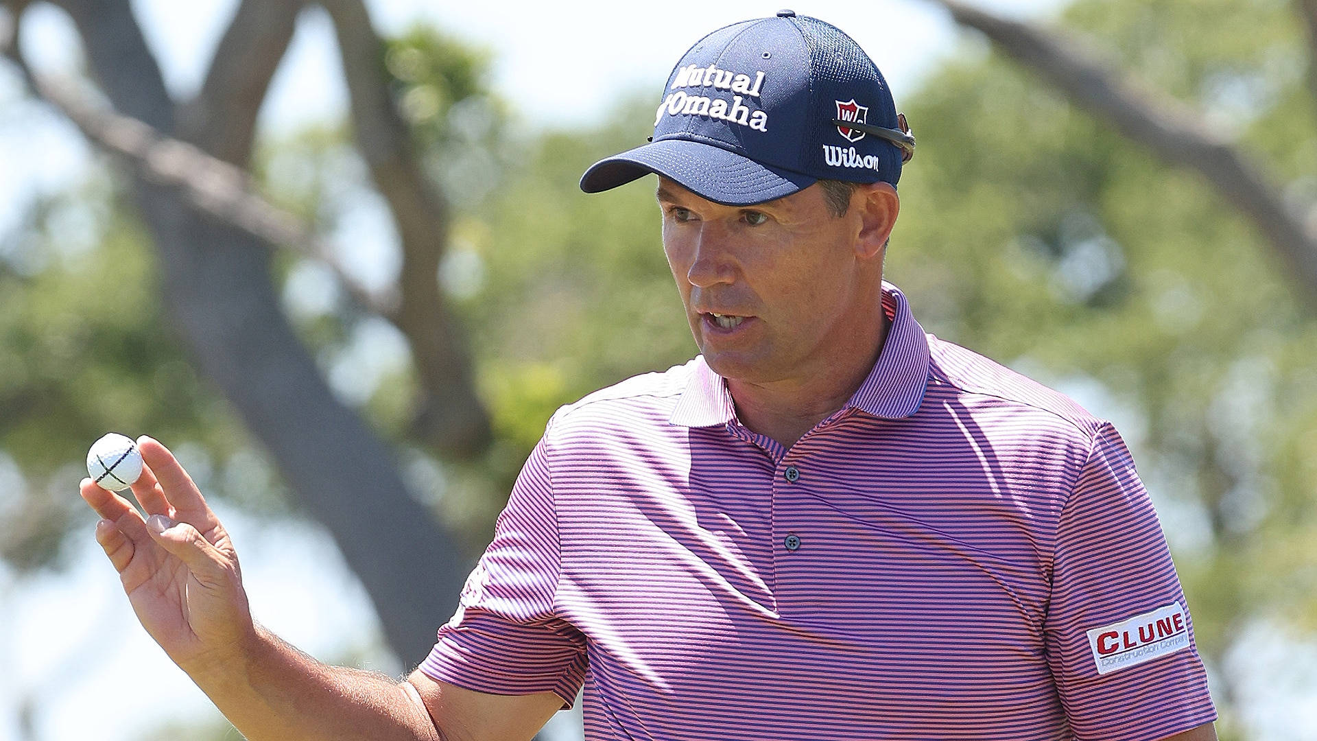 Padraig Harrington, purple striped shirt, golf ball, Full HD Desktop Wallpaper