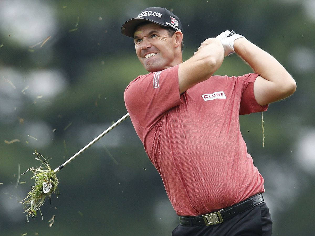 Padraig Harrington, red shirt, swing, SD Desktop Wallpaper