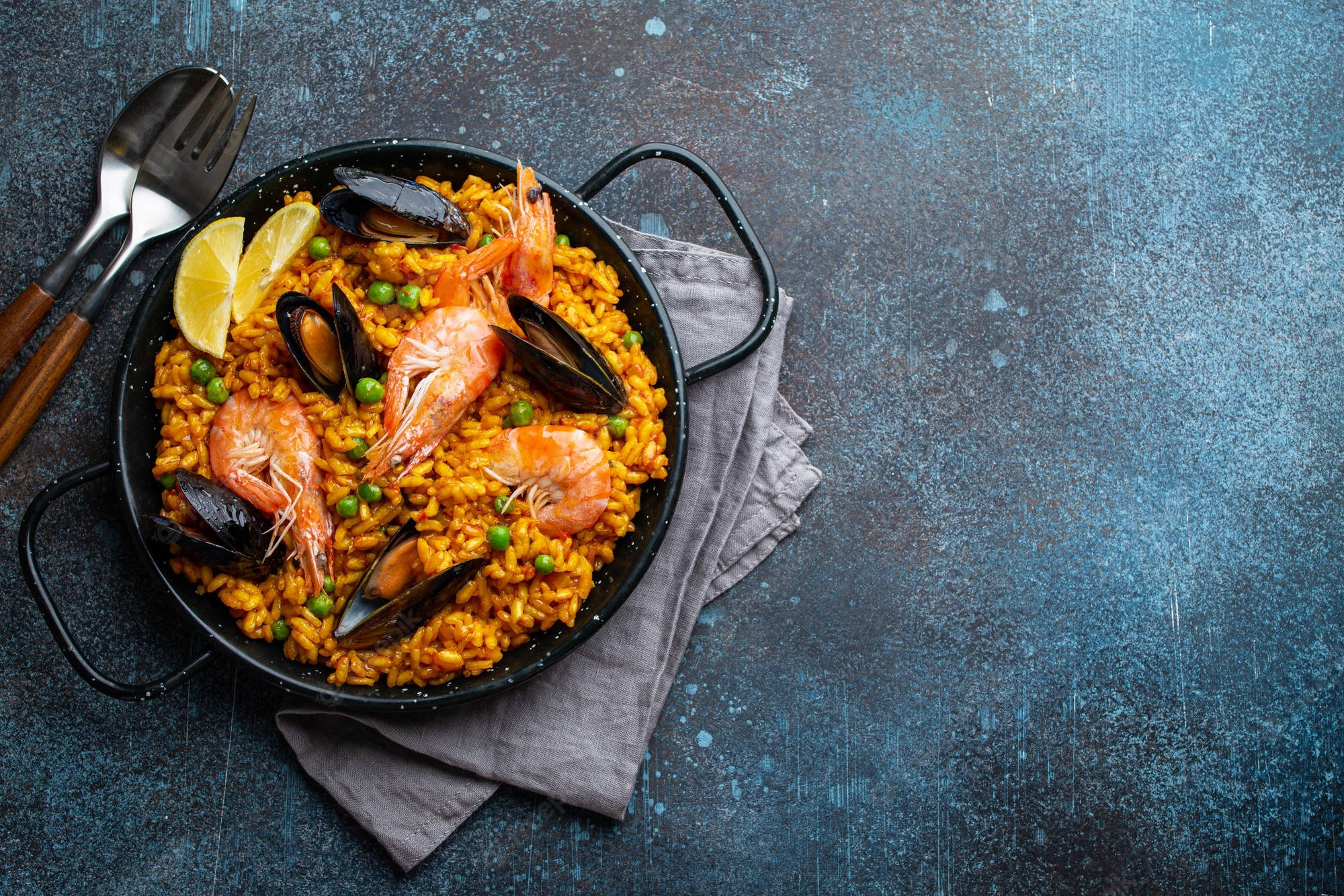 paella, shrimp, mussels, Full HD Desktop Wallpaper