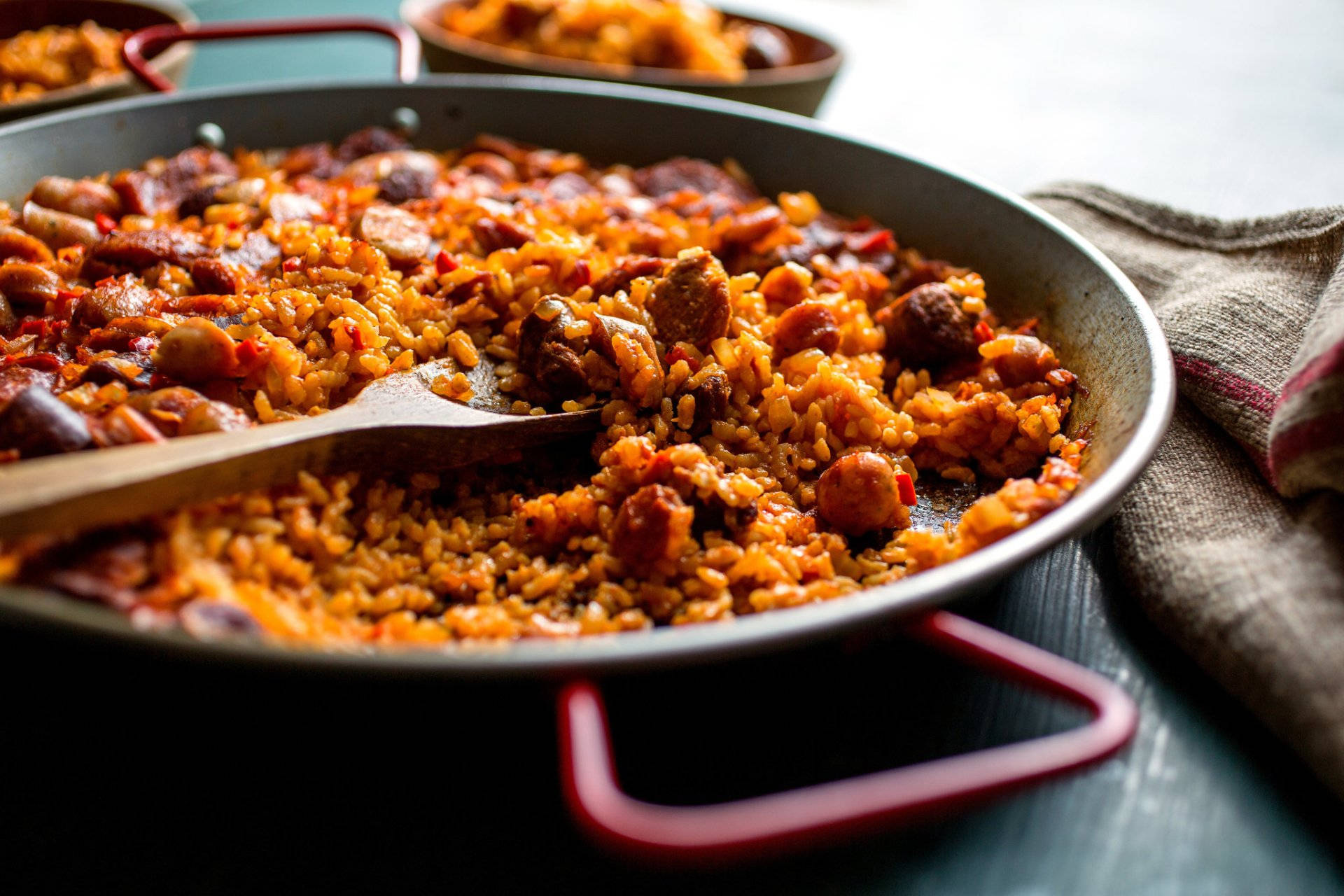 paella, short rice grains, large pan, Full HD Desktop Wallpaper