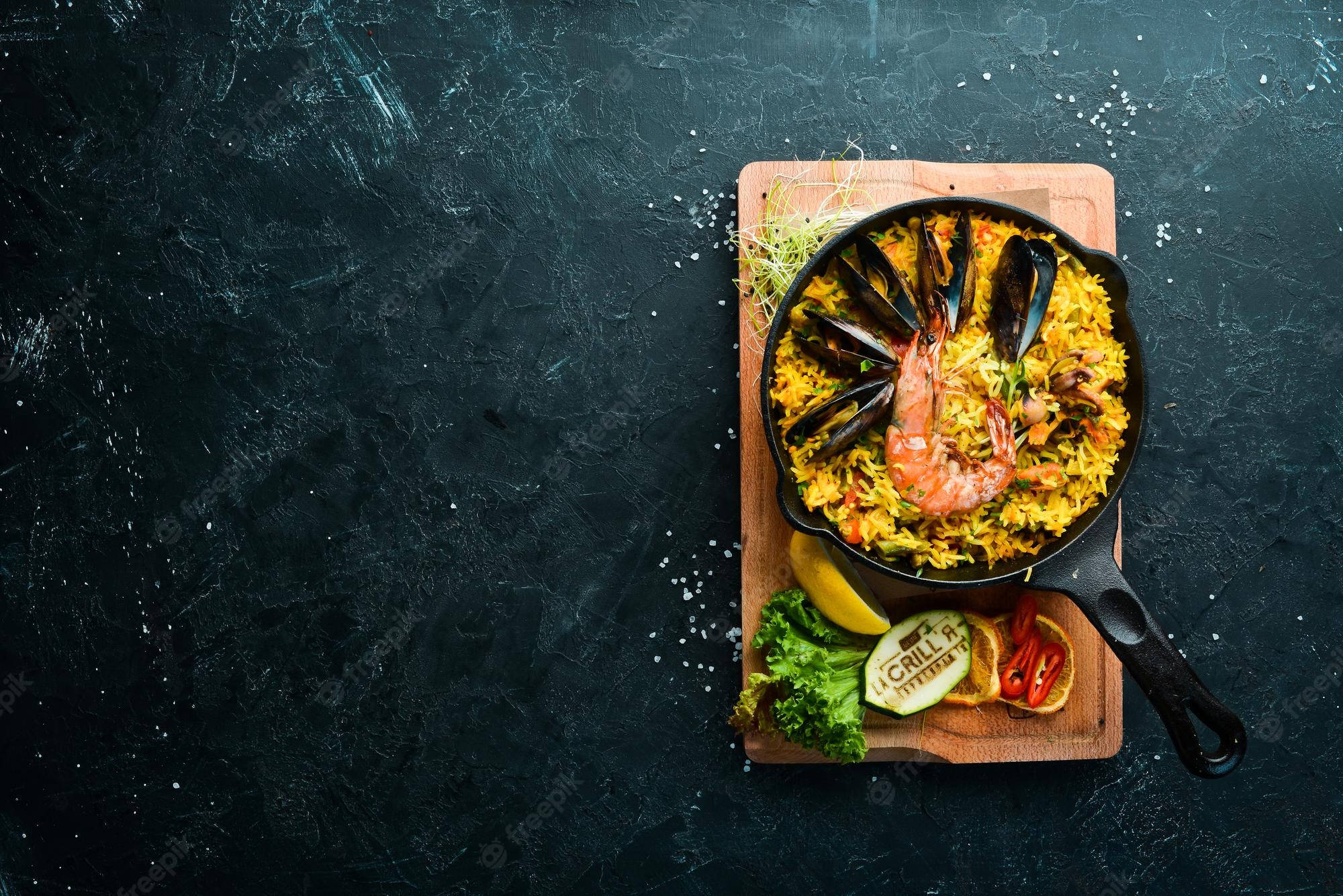 paella, shrimp, mussels, Full HD Desktop Wallpaper