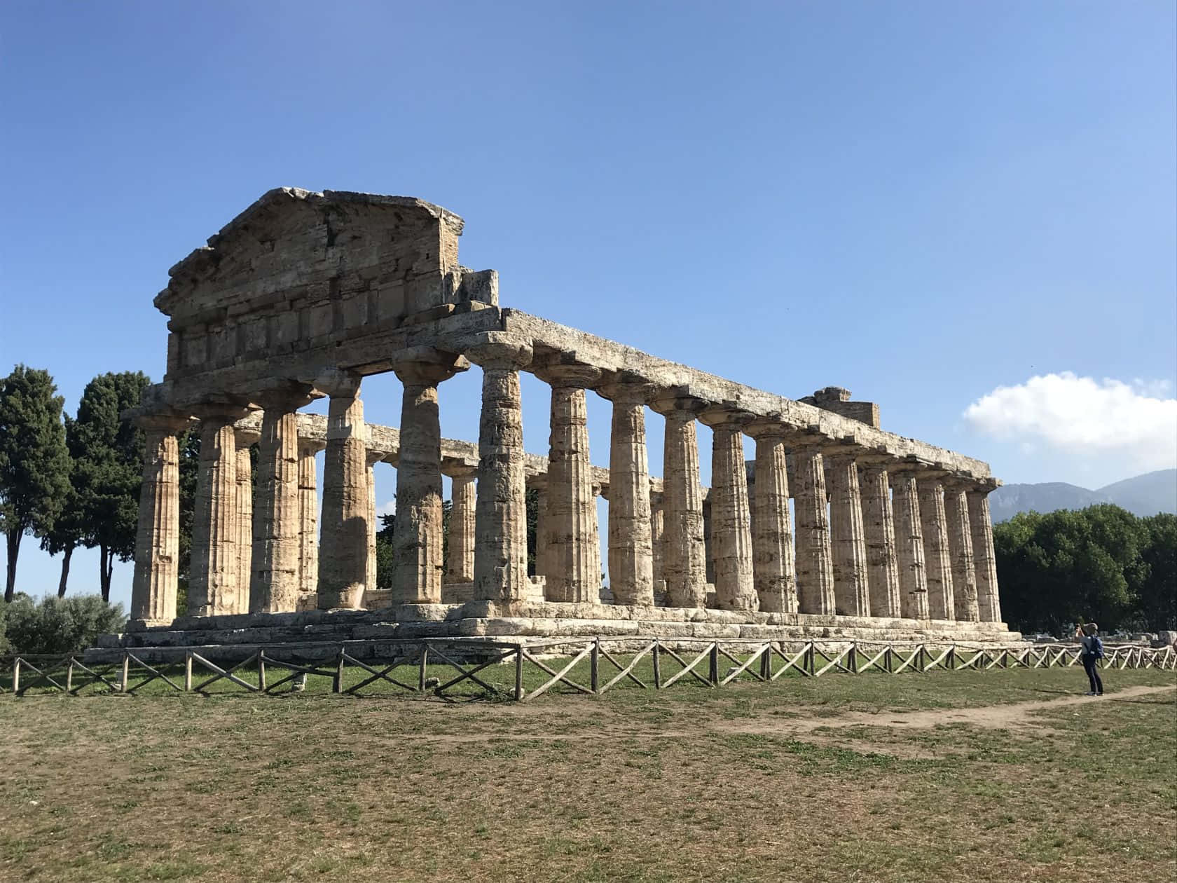 Paestum, stone temple, towering columns, HD Desktop Wallpaper