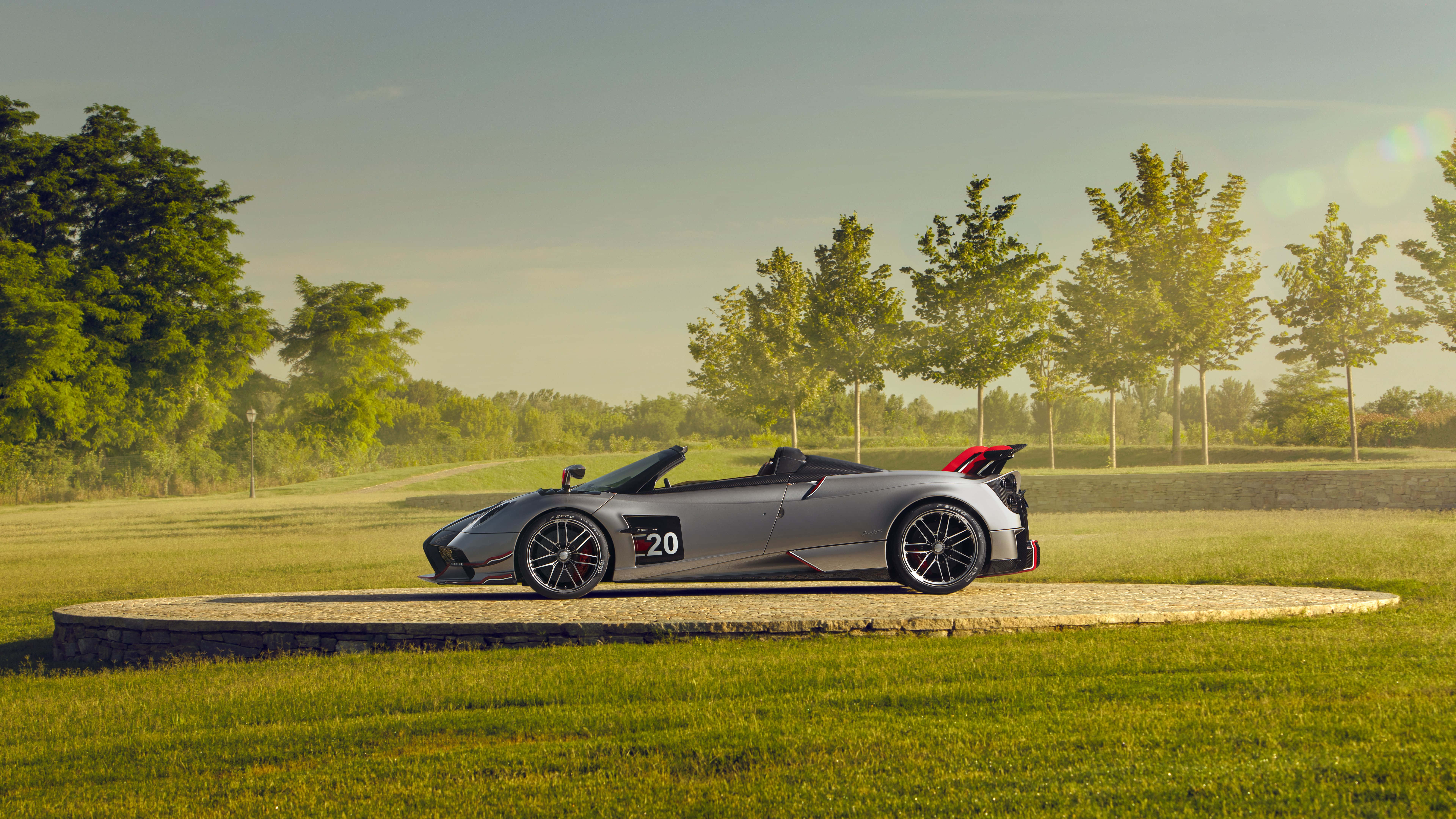Pagani Huayra BC, silver, red accents, 8K Desktop Wallpaper