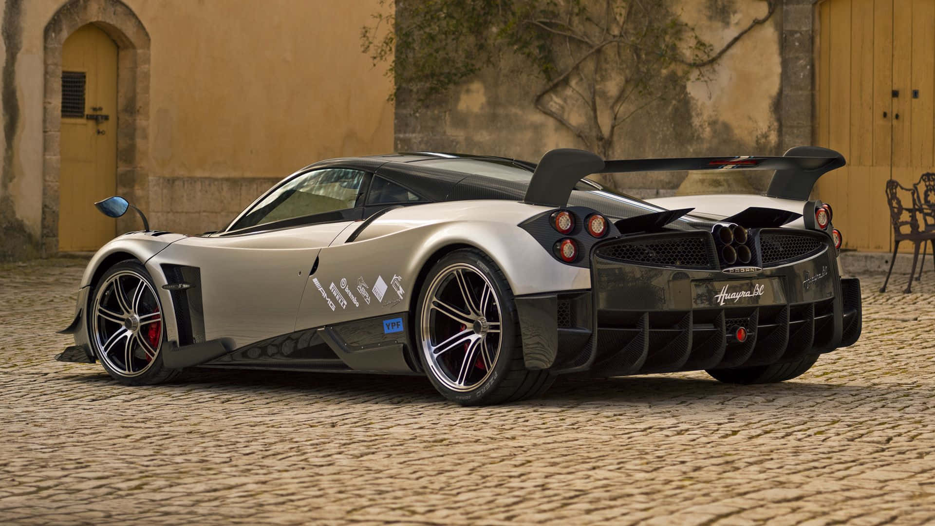 Pagani Huayra BC, silver, black accents, Full HD Desktop Wallpaper