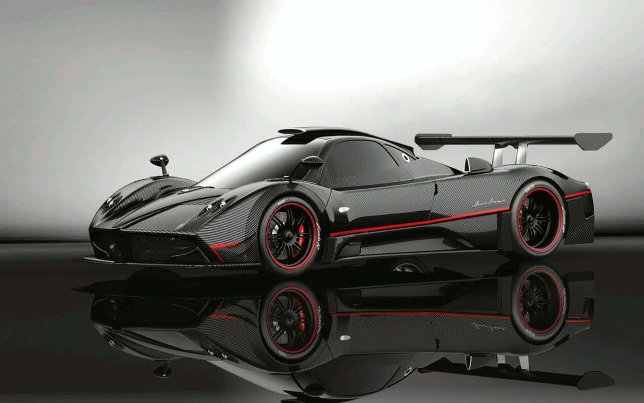 Pagani Huayra, black, red accents, HD Desktop Wallpaper