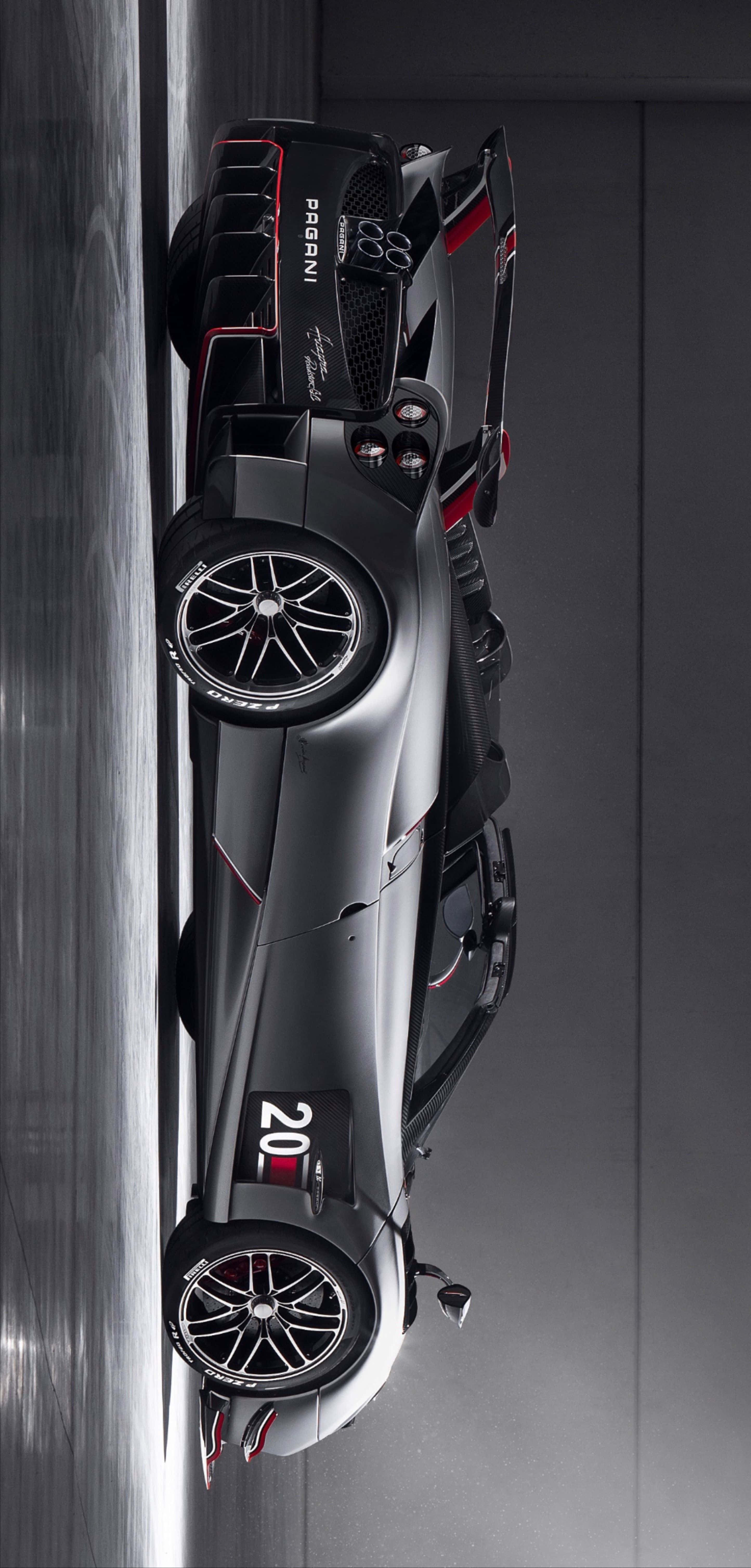 Pagani Huayra Roadster BC, black, red accents, 5K Phone Wallpaper