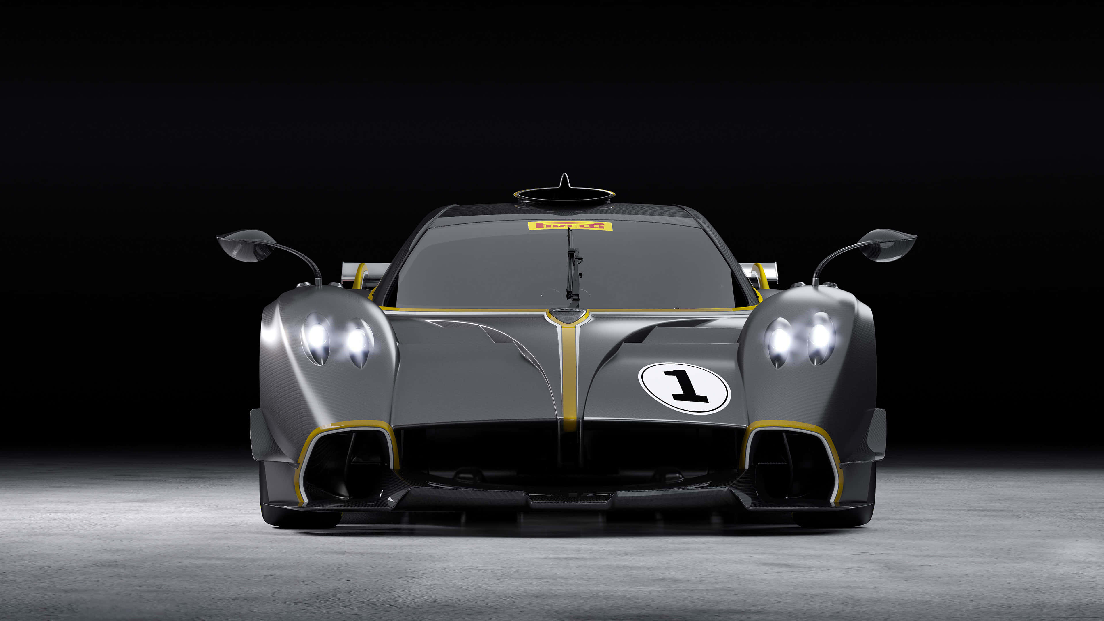 Pagani Huayra, gray, yellow accents, 4K Desktop Wallpaper