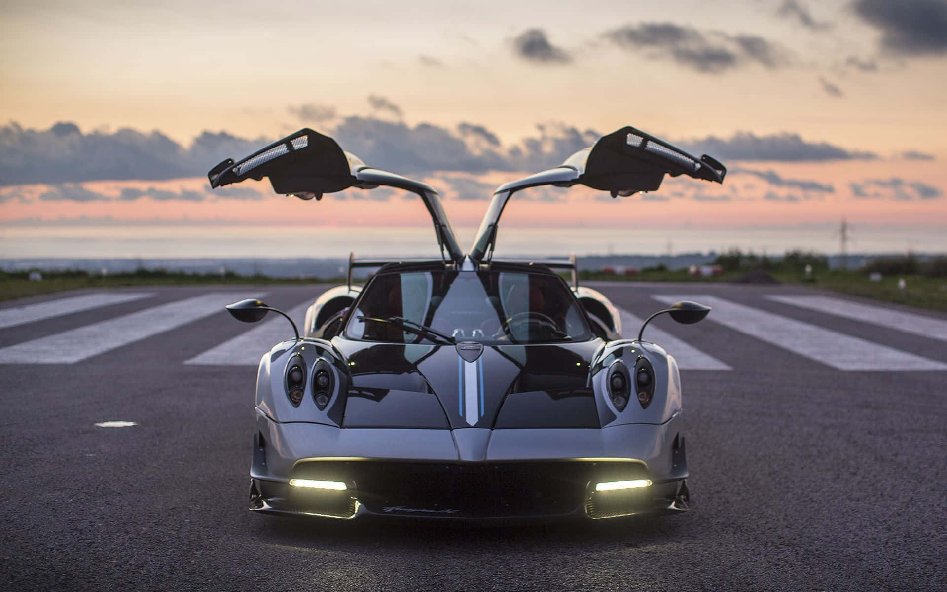 Pagani Huayra Roadster BC, silver, gullwing doors, Full HD Desktop Wallpaper