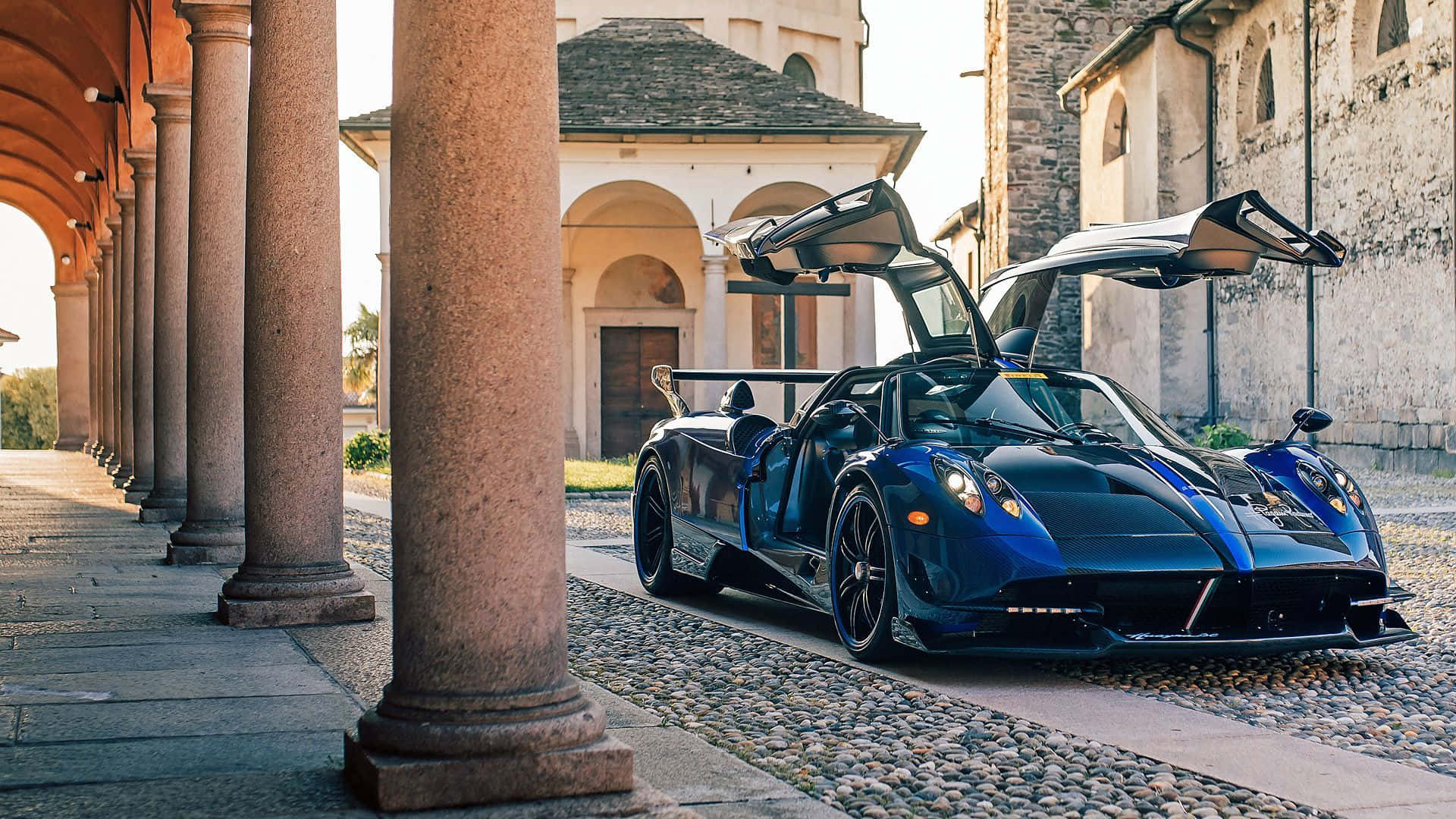 Pagani Huayra Roadster BC, blue, gullwing doors, Full HD Desktop Wallpaper