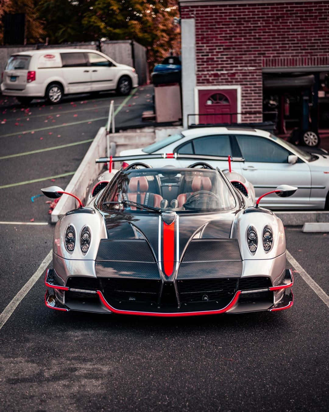 Pagani Huayra Roadster BC, silver and black, red accents, HD Phone Wallpaper
