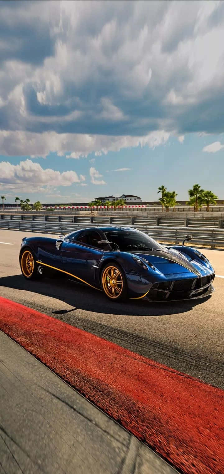 Pagani Huayra Roadster BC, blue, gold accents, HD Phone Wallpaper