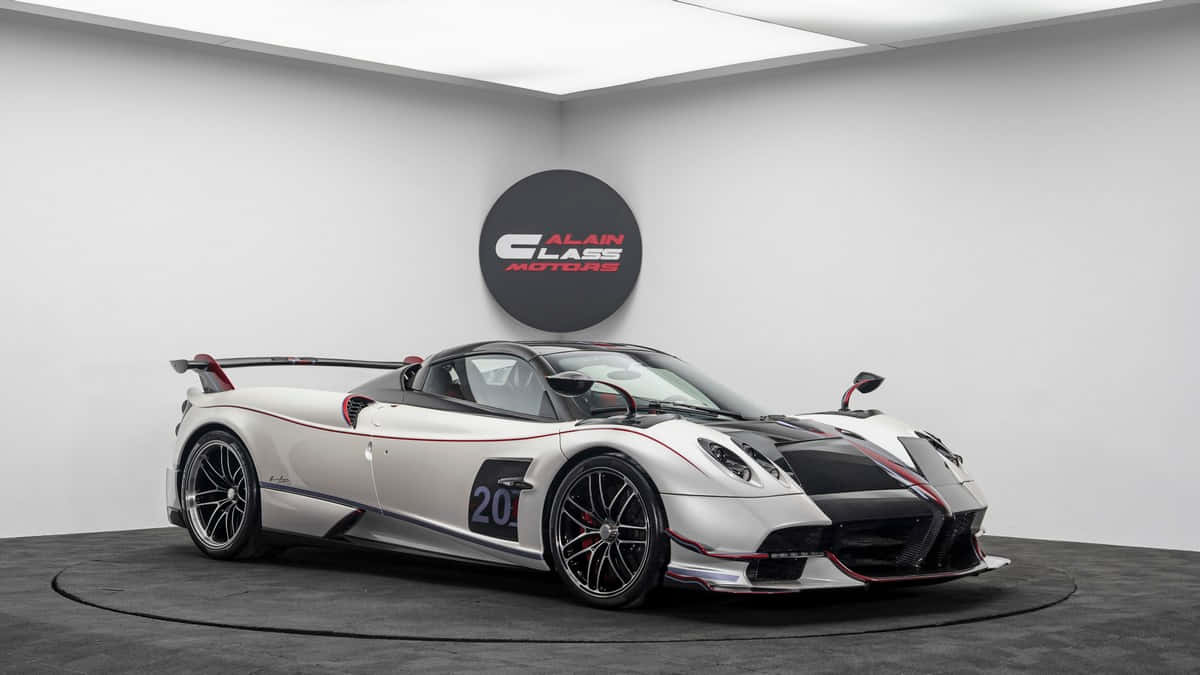 Pagani Huayra Roadster BC, white, black and red accents, SD Desktop Wallpaper