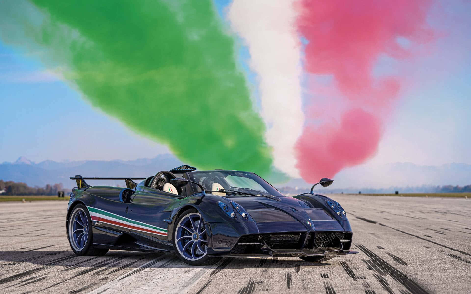 Pagani Huayra, black, airstrip, Full HD Desktop Wallpaper