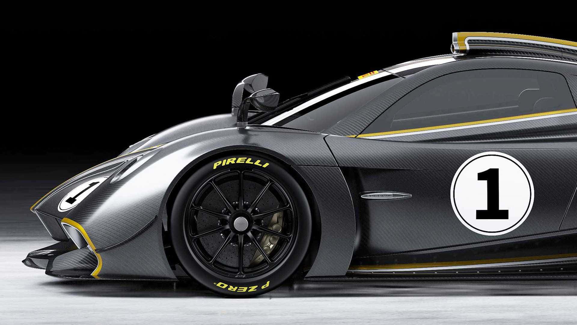 Pagani Huayra, black carbon fiber, yellow accents, Full HD Desktop Wallpaper