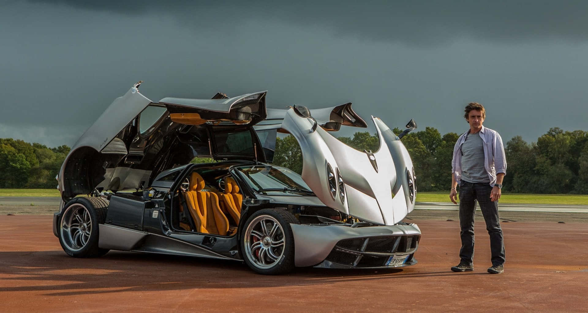 Pagani Huayra, silver, gull-wing doors, Full HD Desktop Wallpaper