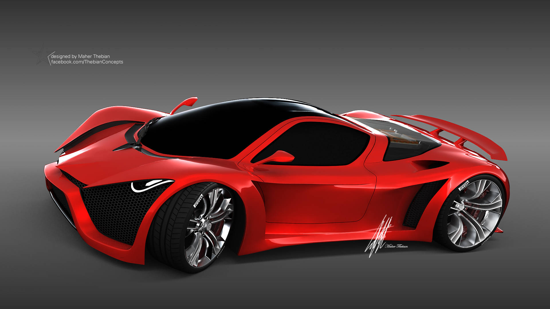 Pagani, red sports car, black accents, Full HD Desktop Wallpaper