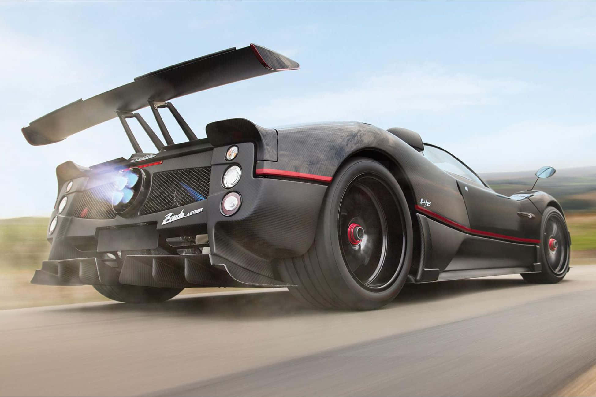Pagani Zonda C12 Roadster, black, red accents, Full HD Desktop Wallpaper