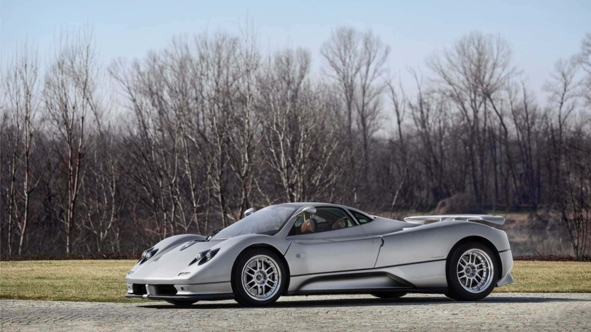 Pagani Zonda C12 Roadster, silver, cobblestone road, Full HD Desktop Wallpaper
