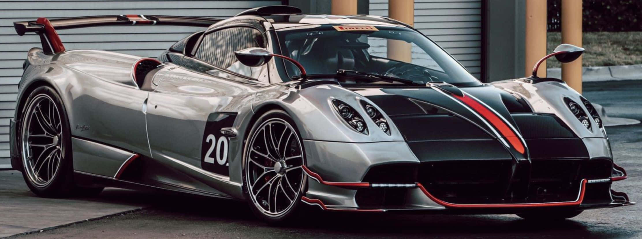 Pagani Zonda C12 Roadster, silver, black and red accents, Full HD Desktop Wallpaper