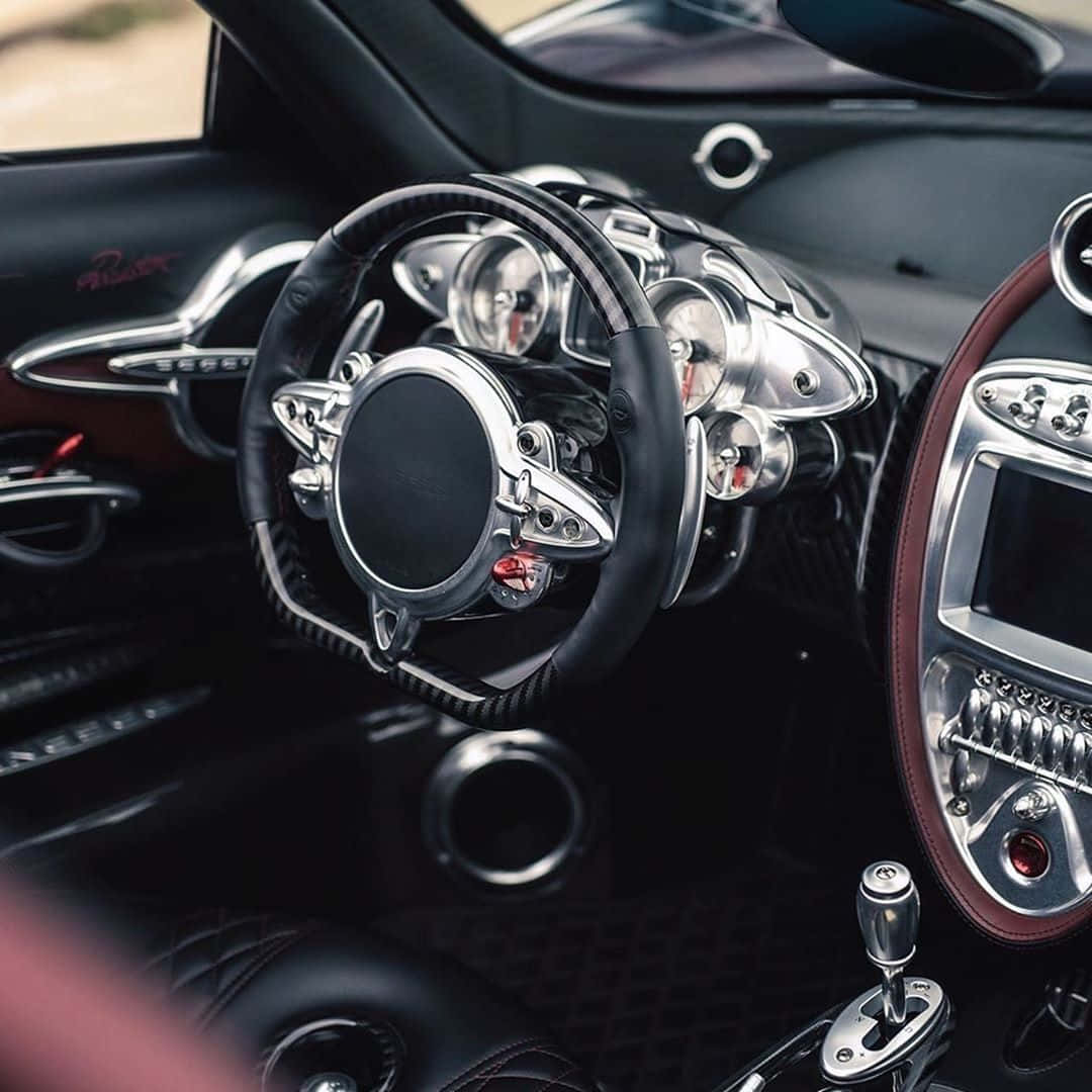 Pagani Zonda C12 Roadster, carbon fiber steering wheel, chrome gauges, SD Desktop Wallpaper