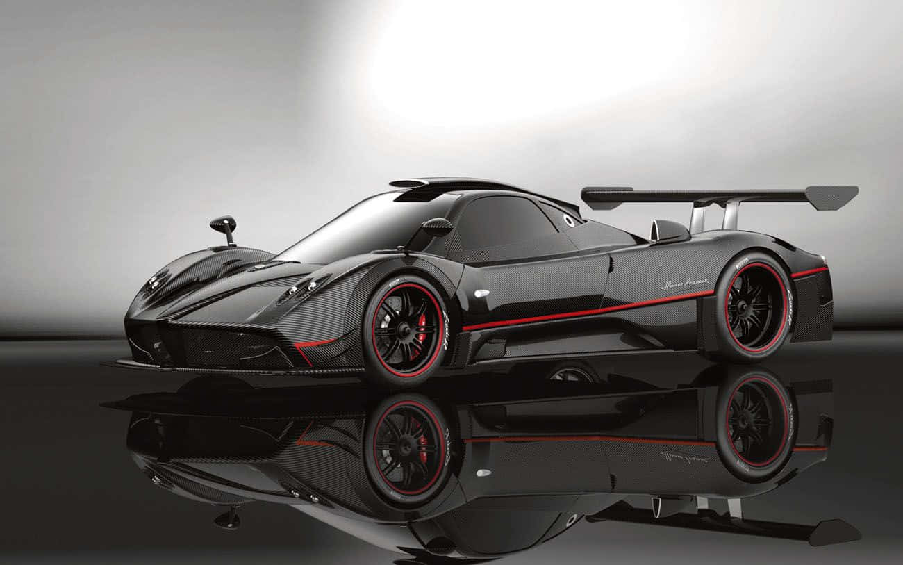 Pagani Zonda C12 Roadster, black, red accents, HD Desktop Wallpaper